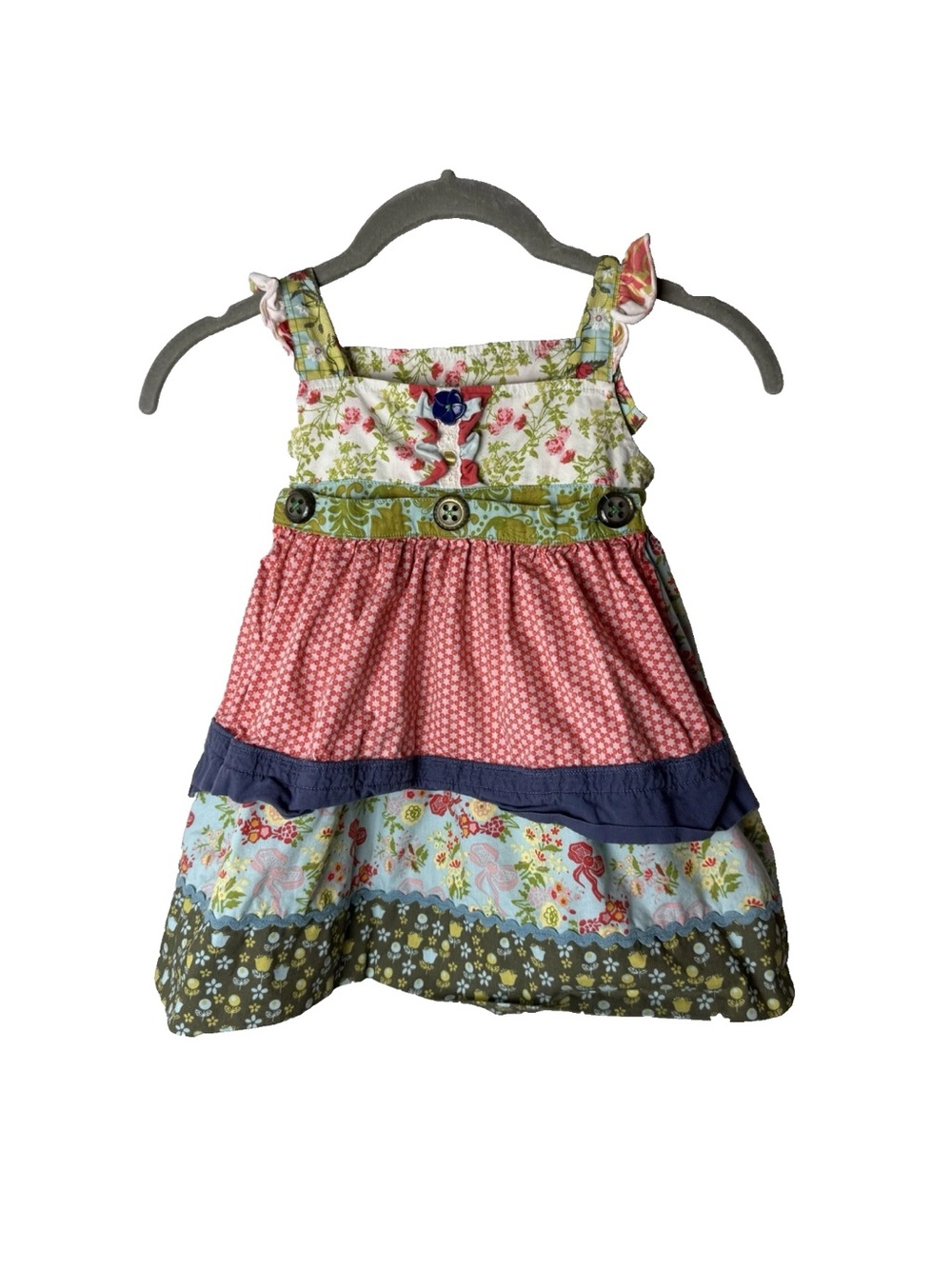 Matilda Jane Girls "Lucky Stars" Knot Apron Dress Size 2 Toddler Cotton Blend